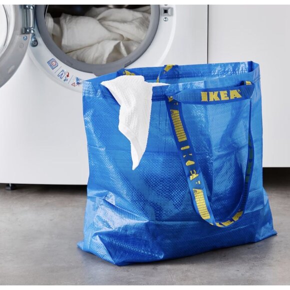 Reusable Shopping Bag Medium Blue Ikea Tote Double Handles mq - Picture 3 of 6